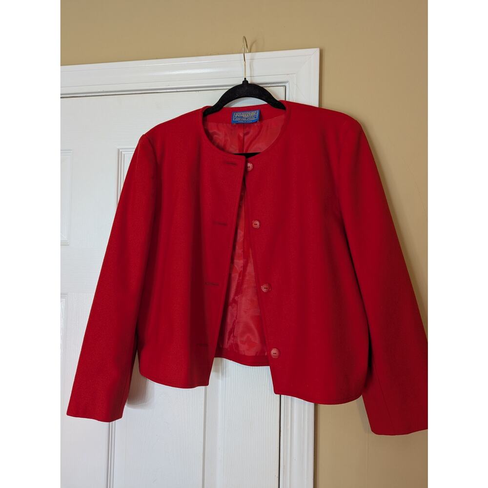Vintage Pendleton 100% Red Virgin Wool Jacket Blazer Made in USA Vintage Office